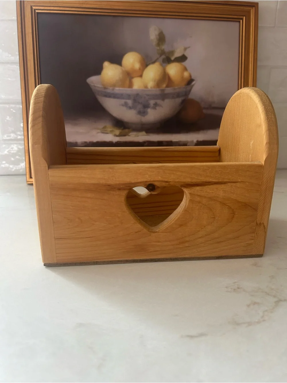 Vintage Wooden Heart Cutout Storage Caddy Primitive Country Cottage Decor